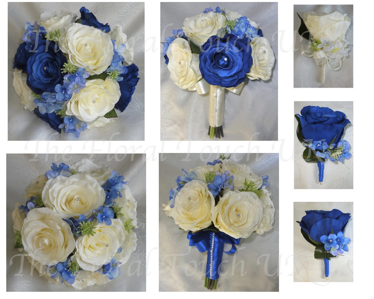 blue bridesmaid bouquets